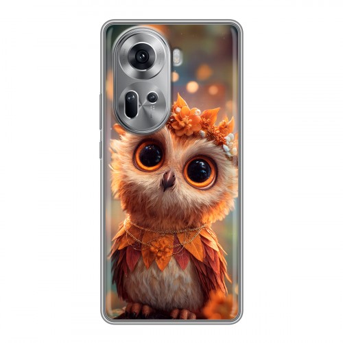 Полупрозрачный дизайнерский пластиковый чехол для OPPO Reno 11 Милая сова