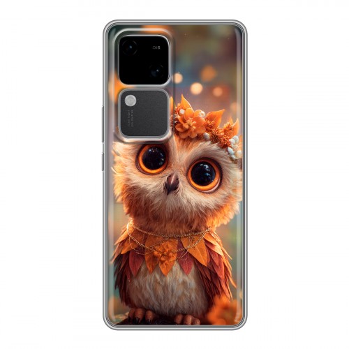 Полупрозрачный дизайнерский пластиковый чехол для Vivo V30 5G Милая сова