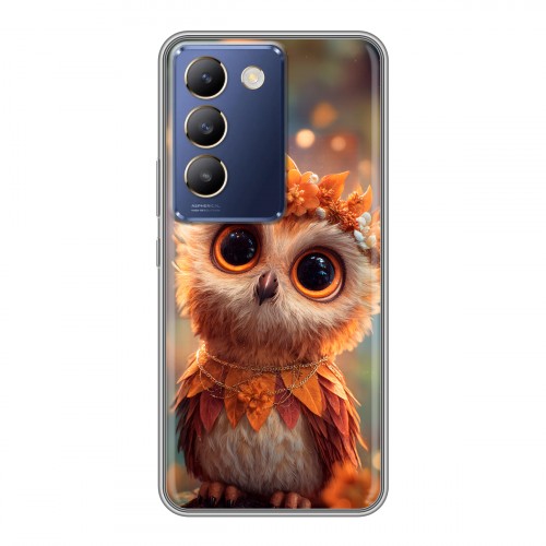 Полупрозрачный дизайнерский пластиковый чехол для Vivo V30 Lite Милая сова