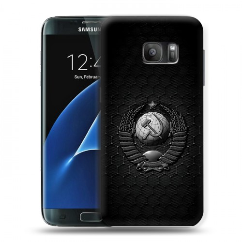 Дизайнерский силиконовый с усиленными углами чехол для Samsung Galaxy S7 Герб Флаг СССР
