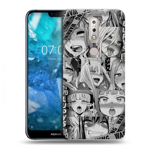 Дизайнерский пластиковый чехол для Nokia 7.1 Ahegao Ахегао Аниме