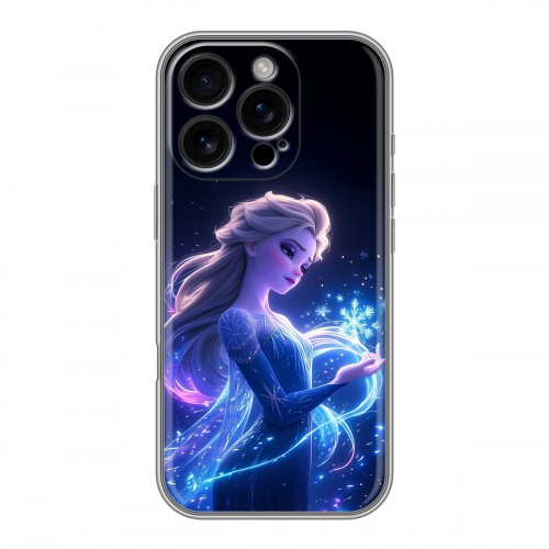 Дизайнерский силиконовый чехол для Iphone 16 Pro Холодное сердце Frozen