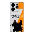 Дизайнерский силиконовый с усиленными углами чехол для Tecno Spark 10 Counter Strike