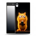 Дизайнерский пластиковый чехол для Sony Xperia E5 Смешной кот