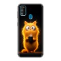 Дизайнерский силиконовый чехол для Samsung Galaxy M30s Смешной кот