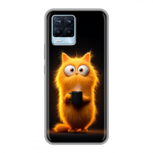 Дизайнерский силиконовый чехол для Realme 8 Смешной кот