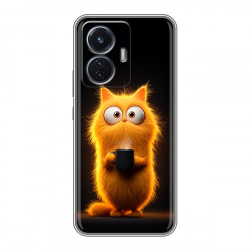 Дизайнерский силиконовый чехол для Vivo T1 Смешной кот