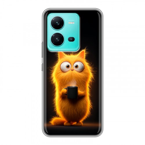 Дизайнерский силиконовый чехол для Vivo V25 Смешной кот
