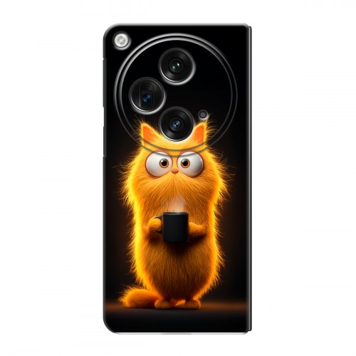 Дизайнерский пластиковый чехол для OPPO Find N3 Смешной кот