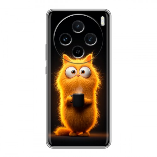 Дизайнерский силиконовый чехол для Vivo X100 Смешной кот