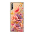 Полупрозрачный дизайнерский силиконовый чехол для Huawei Y8p Цветы и бабочки