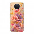 Полупрозрачный дизайнерский силиконовый чехол для Nokia G20 Цветы и бабочки