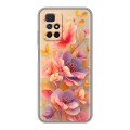 Полупрозрачный дизайнерский силиконовый чехол для Xiaomi Redmi 10 Цветы и бабочки