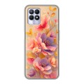 Полупрозрачный дизайнерский силиконовый чехол для Realme 8i Цветы и бабочки