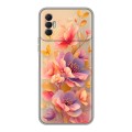 Полупрозрачный дизайнерский силиконовый чехол для Tecno Spark 8P Цветы и бабочки