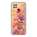Полупрозрачный дизайнерский силиконовый чехол для Xiaomi Poco C40 Цветы и бабочки
