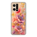 Полупрозрачный дизайнерский силиконовый чехол для OPPO Reno7 Цветы и бабочки