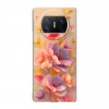 Полупрозрачный дизайнерский пластиковый чехол для Huawei Mate X3 Цветы и бабочки