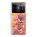 Полупрозрачный дизайнерский пластиковый чехол для Realme GT3 Цветы и бабочки