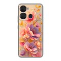 Полупрозрачный дизайнерский пластиковый чехол для Itel P40 Цветы и бабочки