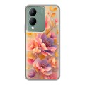 Полупрозрачный дизайнерский силиконовый чехол для Vivo Y17s Цветы и бабочки