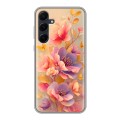 Полупрозрачный дизайнерский пластиковый чехол для Samsung Galaxy A55 Цветы и бабочки