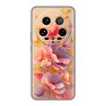Полупрозрачный дизайнерский пластиковый чехол для Xiaomi 14 Ultra Цветы и бабочки