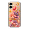 Полупрозрачный дизайнерский пластиковый чехол для Iphone 16 Plus Цветы и бабочки
