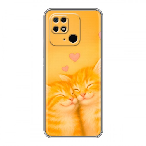 Дизайнерский силиконовый с усиленными углами чехол для Xiaomi Redmi 10C Милые котята