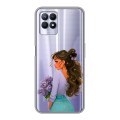 Полупрозрачный дизайнерский силиконовый чехол для Realme 8i девушка цветы