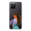 Полупрозрачный дизайнерский пластиковый чехол для Huawei Nova Y61 девушка цветы