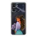 Полупрозрачный дизайнерский пластиковый чехол для Itel P40 девушка цветы