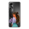Полупрозрачный дизайнерский пластиковый чехол для OPPO A78 4G девушка цветы