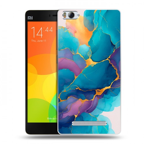 Дизайнерский пластиковый чехол для Xiaomi Mi4i Мрамор блестки