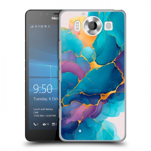 Дизайнерский пластиковый чехол для Microsoft Lumia 950 Мрамор блестки