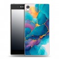 Дизайнерский пластиковый чехол для Sony Xperia E5 Мрамор блестки