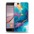 Дизайнерский силиконовый с усиленными углами чехол для Huawei Nova Мрамор блестки