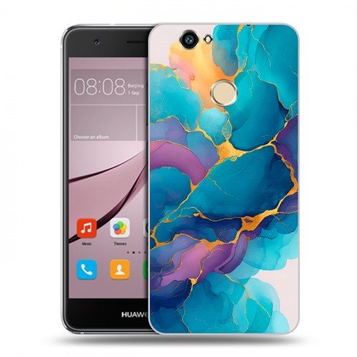 Дизайнерский силиконовый с усиленными углами чехол для Huawei Nova Мрамор блестки
