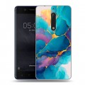 Дизайнерский пластиковый чехол для Nokia 5 Мрамор блестки