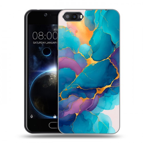 Дизайнерский пластиковый чехол для Doogee Shoot 2 Мрамор блестки