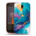 Дизайнерский пластиковый чехол для Nokia 1 Мрамор блестки