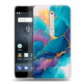 Дизайнерский пластиковый чехол для Nokia 6 (2018) Мрамор блестки