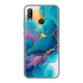 Дизайнерский силиконовый чехол для Huawei P20 Lite Мрамор блестки