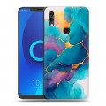 Дизайнерский силиконовый чехол для Alcatel 5V Мрамор блестки