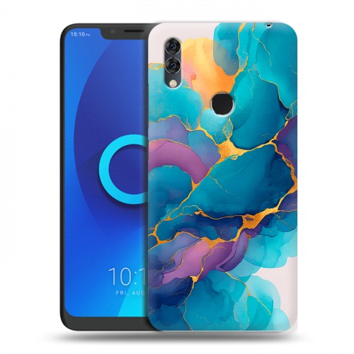 Дизайнерский силиконовый чехол для Alcatel 5V Мрамор блестки