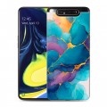 Дизайнерский пластиковый чехол для Samsung Galaxy A80 Мрамор блестки