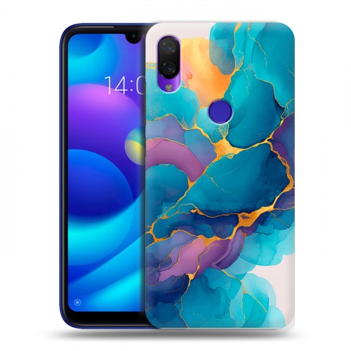Дизайнерский пластиковый чехол для Xiaomi Mi Play Мрамор блестки