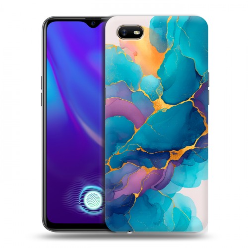 Дизайнерский пластиковый чехол для OPPO A1k Мрамор блестки