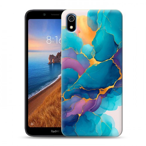 Дизайнерский пластиковый чехол для Xiaomi RedMi 7A Мрамор блестки