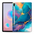 Дизайнерский силиконовый чехол для Samsung Galaxy Tab S6 Мрамор блестки